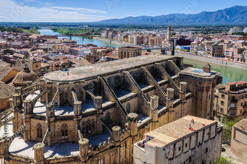 View of Tortosa Cathedral from the castle, Spain photo
