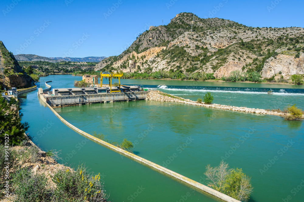Dam on the Ebro River in Spain