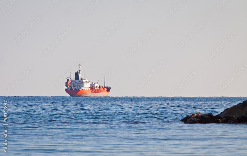 Oil tunker sails in Mediterranean sea near Cyprus seacoast Oil tunker sails in Mediterranean sea near Cyprus seacoast