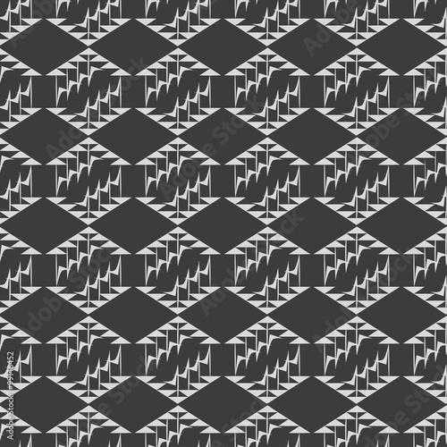 Black and white geometric seamless pattern with diamonds and tri