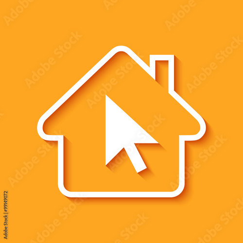 Logo maison et flèche.