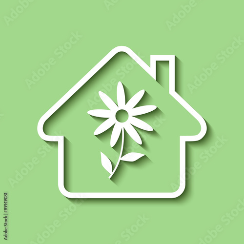 Logo maison et fleur.
