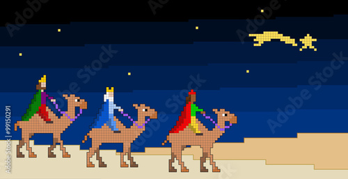 Los Tres Reyes Magos pixelados