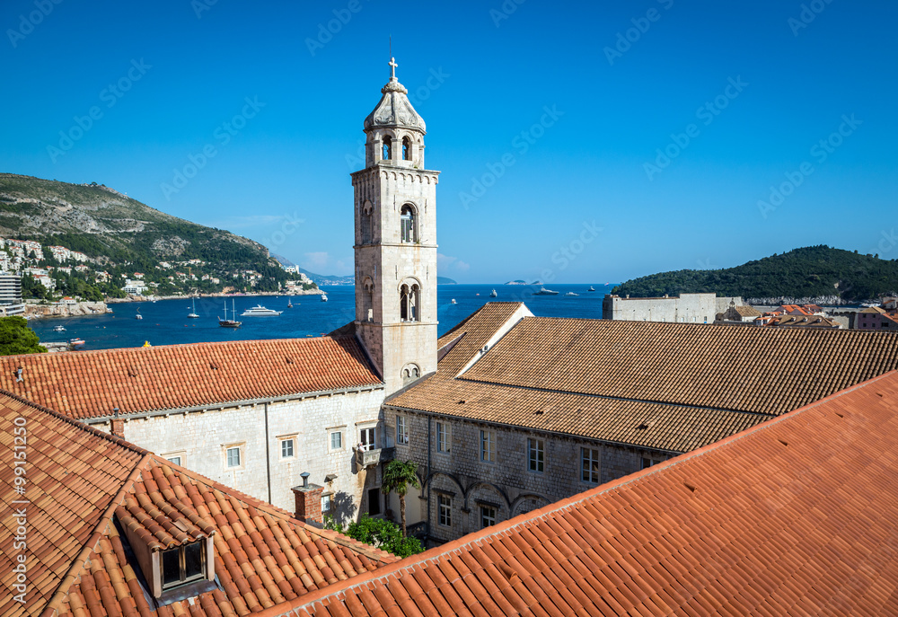 Dominican Monastery seen from Walls of Dubrovnik in Croatia