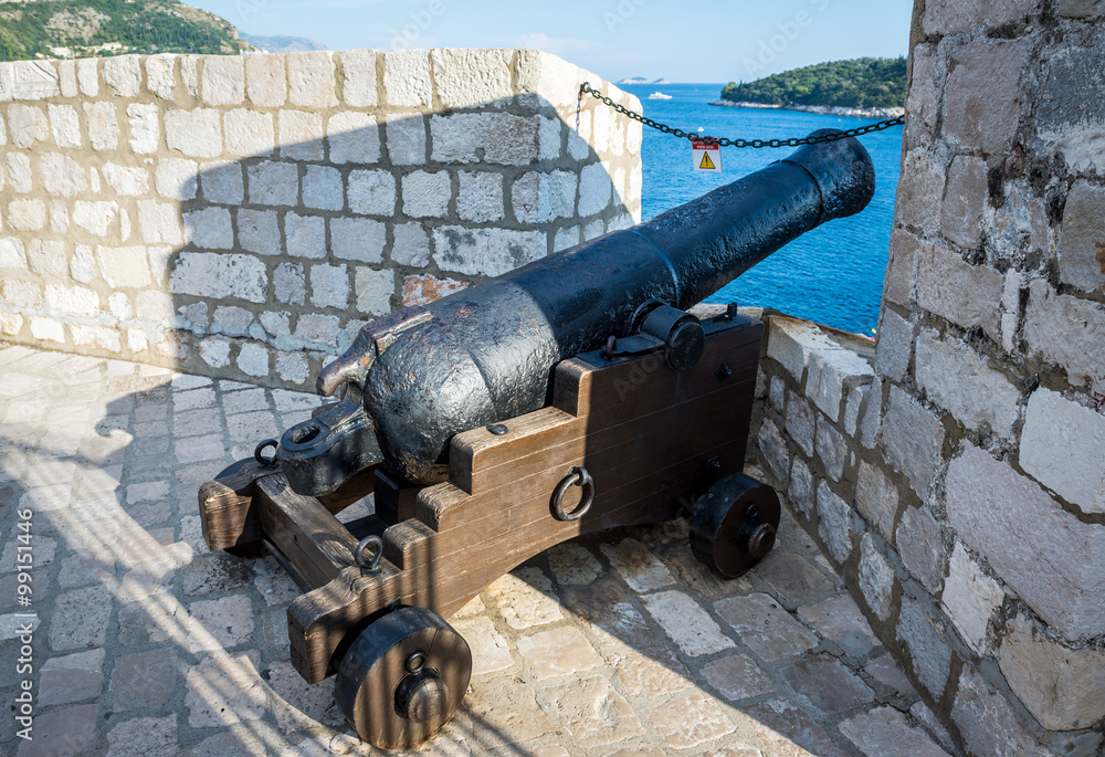 cannon on the Walls of Dubrovnik in Croatia cannon on the Walls of Dubrovnik in Croatia