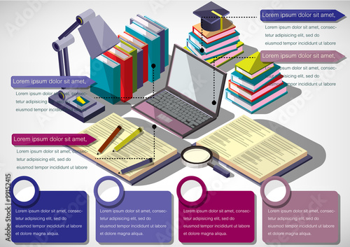 illustration of infographic education concept in isometric graphic