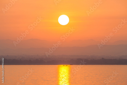 Natural landscape view at sunrise or sunset. Scenery of Pa Sak Chonlasit reservoir  Lopburi province  Thailand.