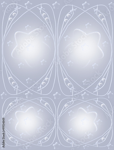 Flores y estrellas luminosas en fondo metálico