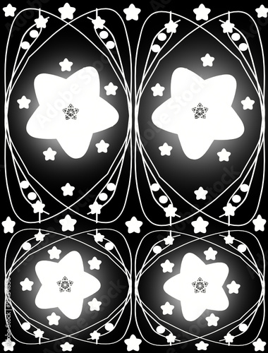 Figuras estrelladas con forma de flor en fondo negro