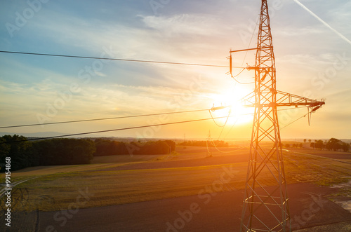 Aerial view on powerlines