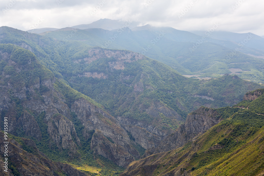 Mountain landscape. The landscape in Armenia (Tatev). Mountains near ropeway 