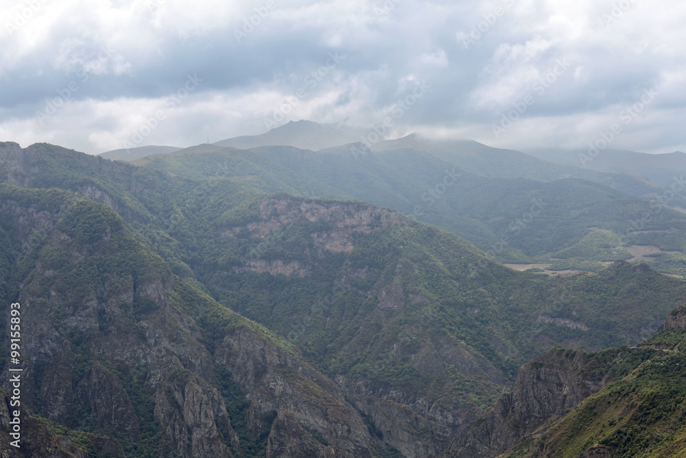Mountain landscape. The landscape in Armenia (Tatev). Mountains near ropeway 