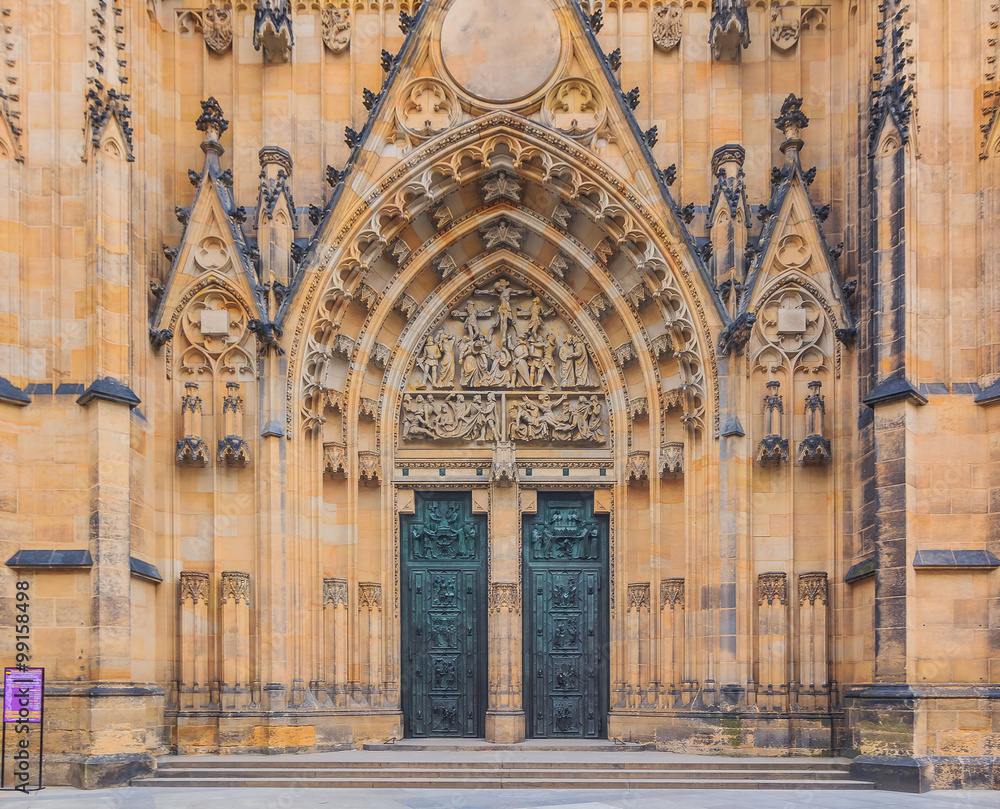 Main entrance of Saint Vitus Cathedral in Prague