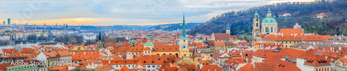 Wallpaper Mural Panoramic view onto red roofs of Prague and river Vltava Torontodigital.ca