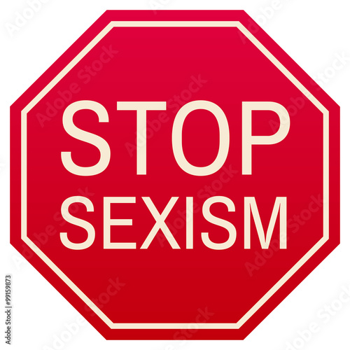 vector stop sexism red symbol, isolated on white background