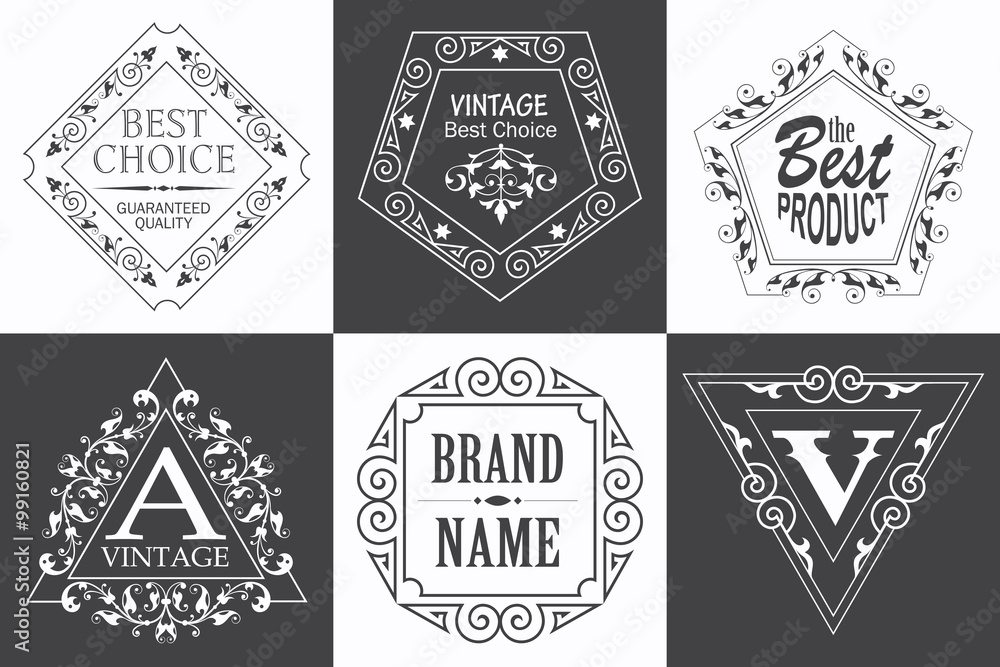 Monogram logo template with flourishes calligraphic elegant orna Monogram logo template with flourishes calligraphic elegant orna