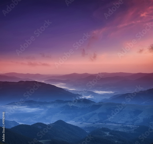 Mountain valley during sunset. Beautiful natural landscape © biletskiyevgeniy.com