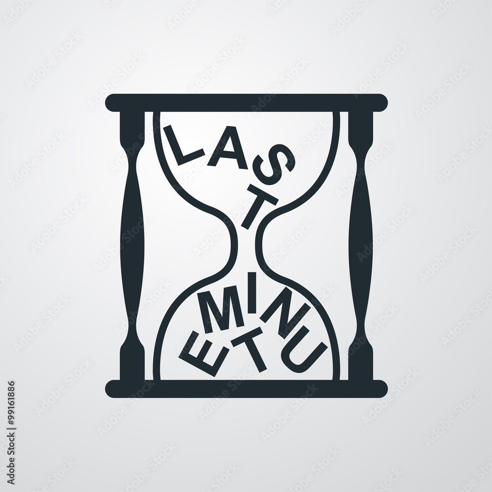 Icono plano reloj arena LAST MINUTE sobre fondo degradado Stock  Illustration