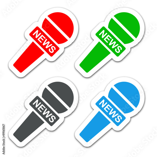 Icono plano microfono texto NEWS varios colores #1