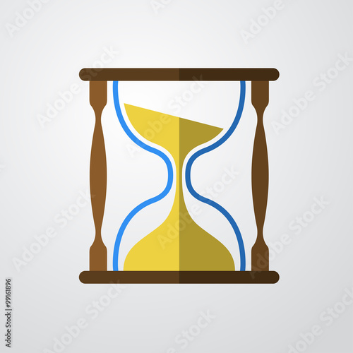 Icono plano reloj de arena color en fondo degradado