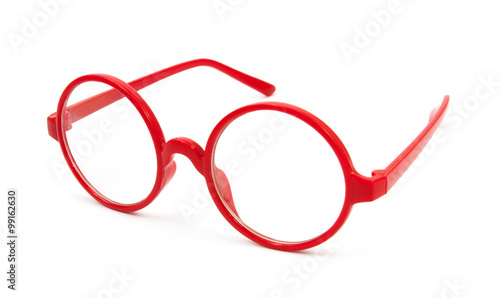 red fashion glasses isolated on white