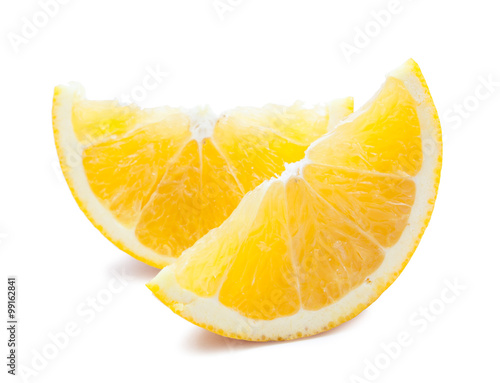 two slices of orange isolated