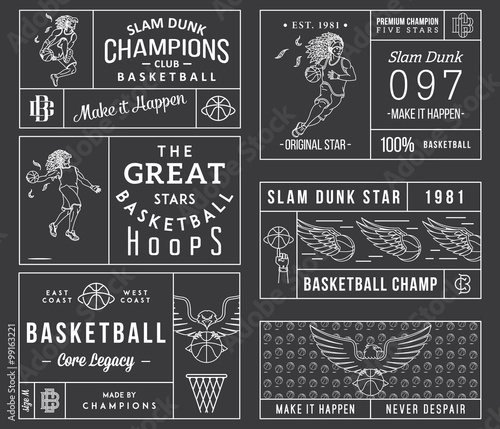 basketball labels white on black