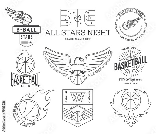 basketball sport badges black on white
