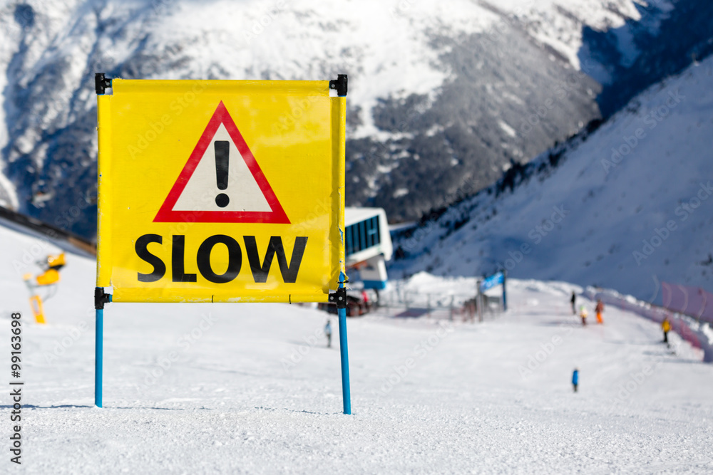 Yellow warning sign Yellow warning sign