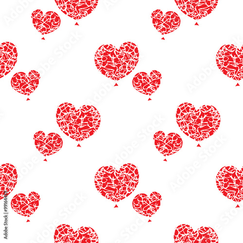 Red hearts - seamless vector pattern