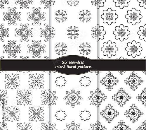 set of stock vector seamless oriental floral pattern.