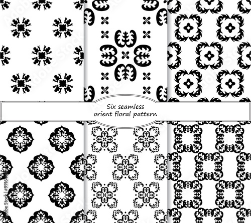 set of stock vector seamless oriental floral pattern.