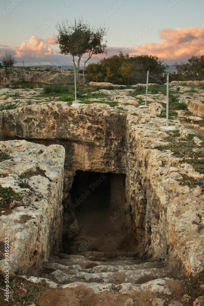 Catacombs of Fabrica Hill - Colline de Fabrika in Pafos. Cyprus Stock ...