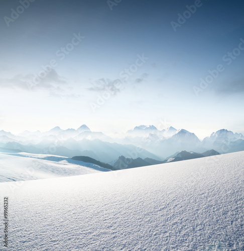 High mountain range in morning time. Beautiful natural landscape
