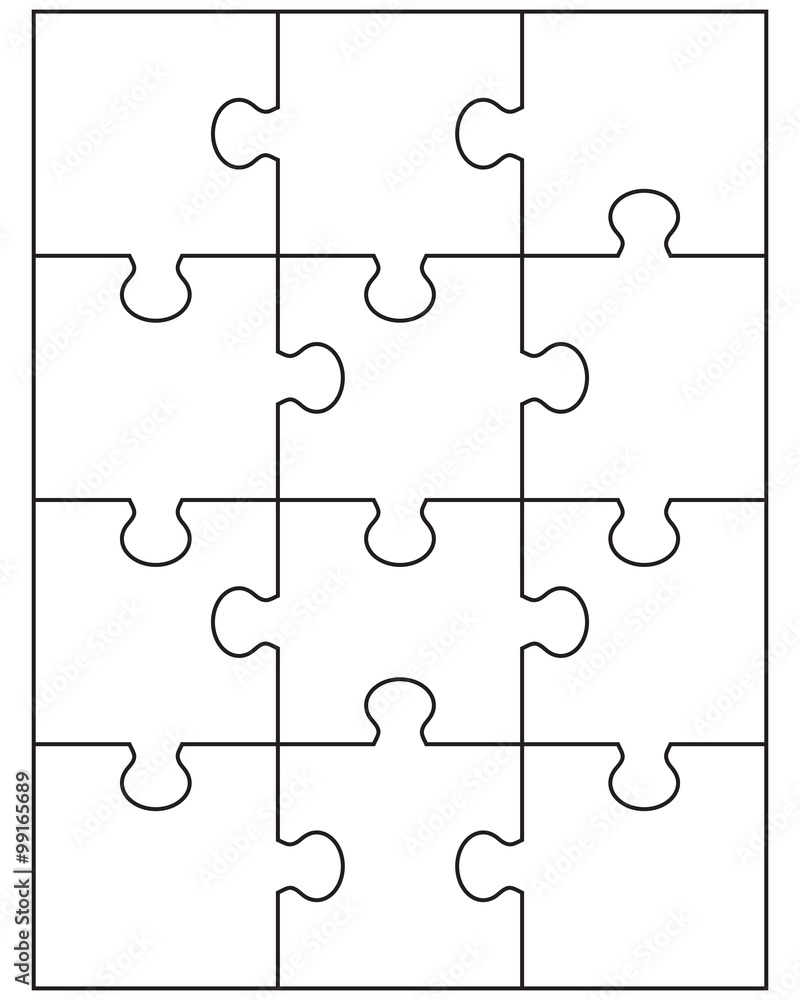 Vector illustration of small white puzzle, separate parts Vector illustration of small white puzzle, separate parts