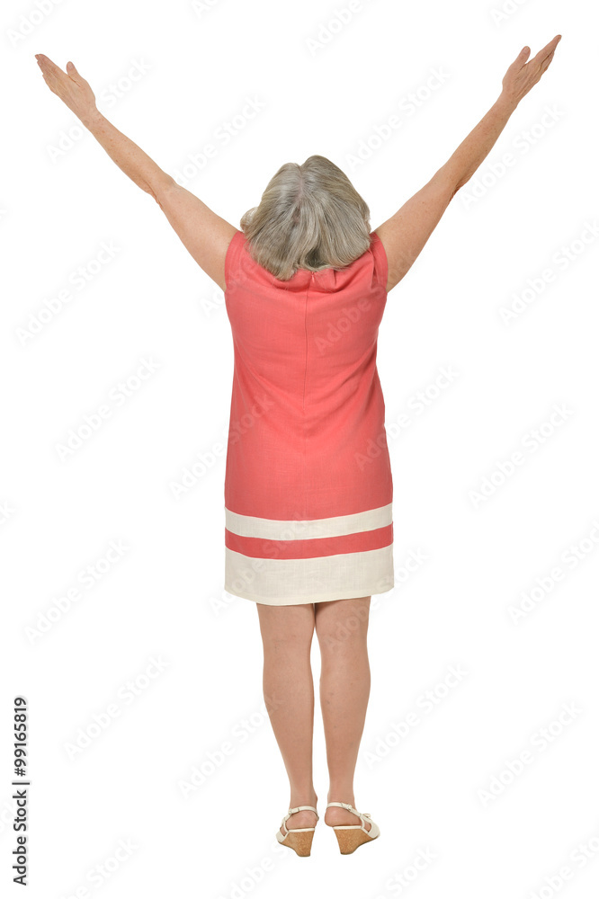 Senior woman in bright dress Senior woman in bright dress