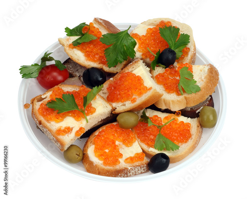 New Year's sandwiches with caviar