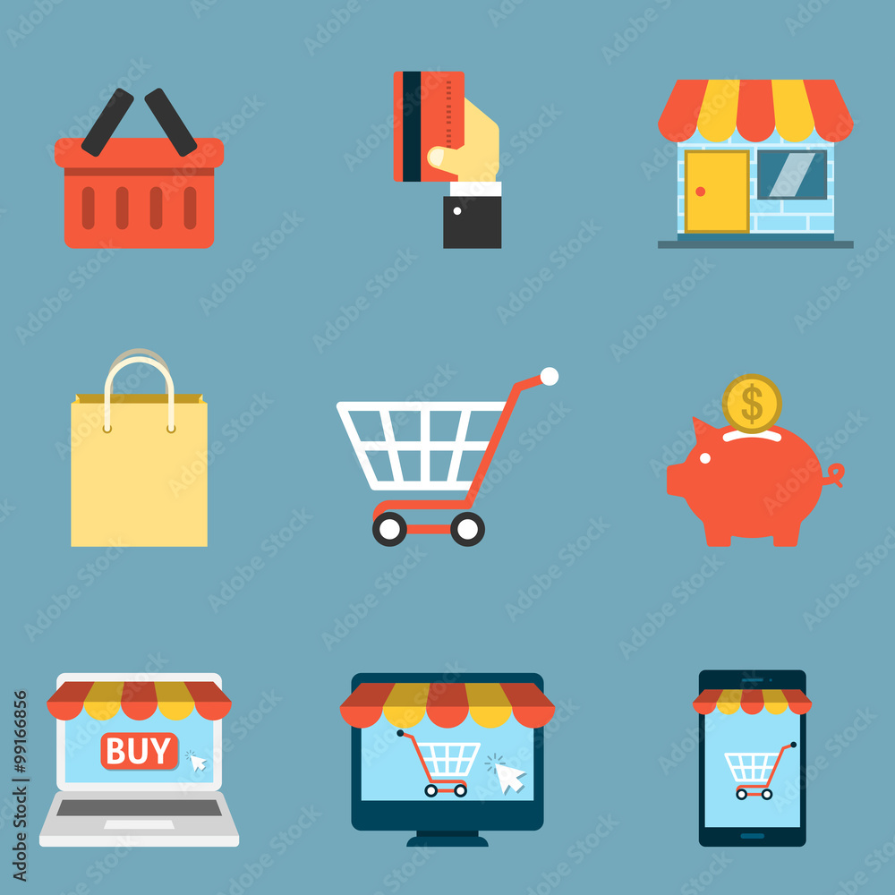 Online Shopping Icons Flat Online Shopping Icons Flat