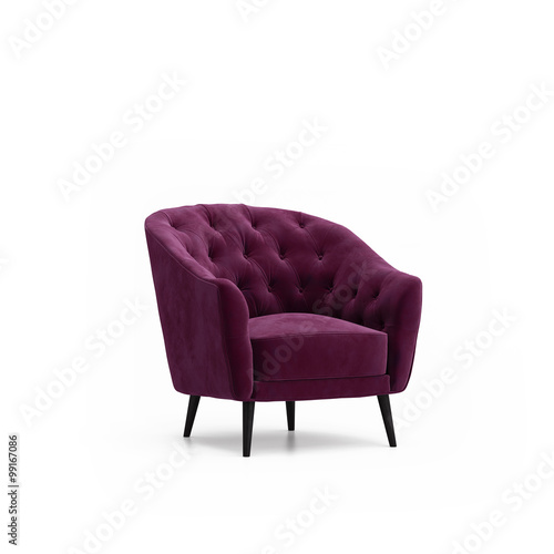 Isolated red velvet armchair photo