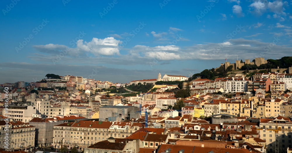 Lisbon cityscape view with clouds at sunny day, timelapse
Lisbon cityscape view with clouds at sunny day, timelapse