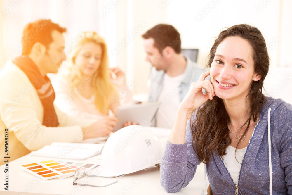Portrait of an architect student during meeting Portrait of an architect student during meeting