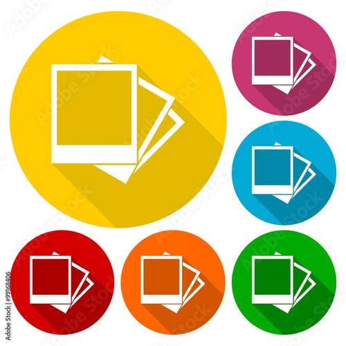 Photograph icons set with long shadow