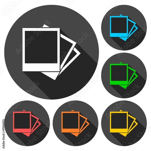 Photograph icons set with long shadow