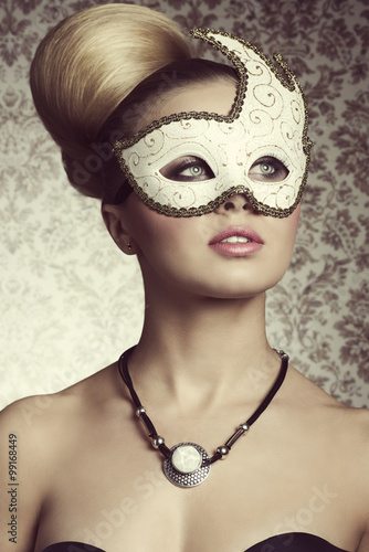 stunning woman with mask