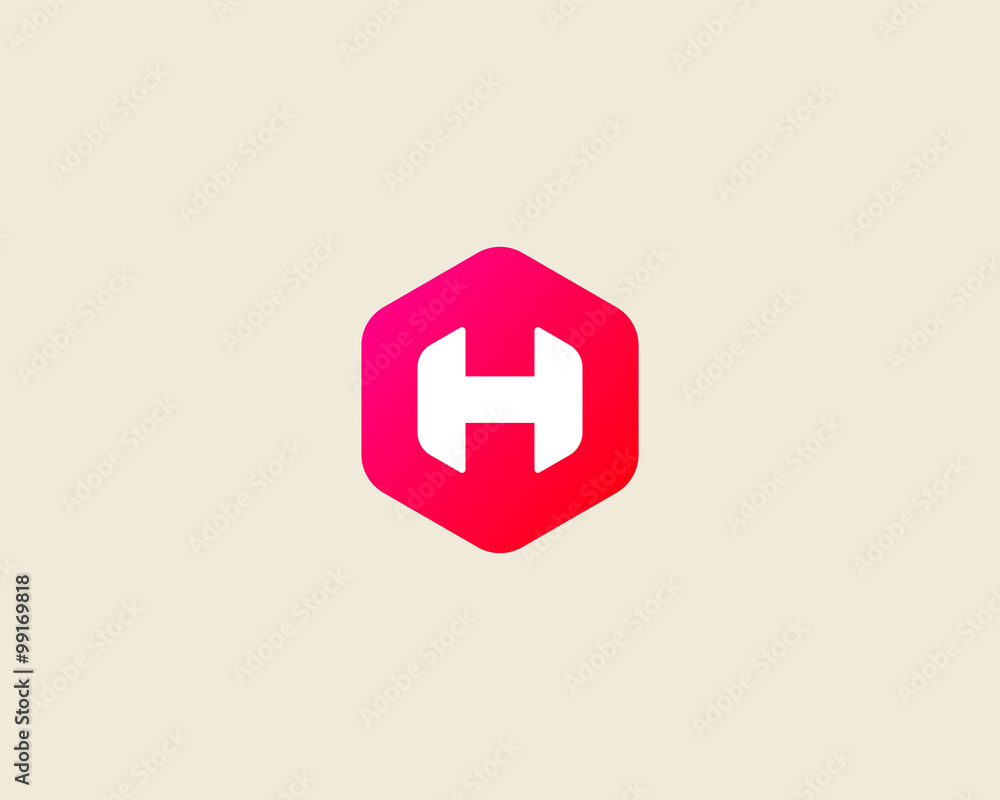Obraz premium Abstract letter H logo design template. Colorful creative hexagon sign. Universal vector icon.