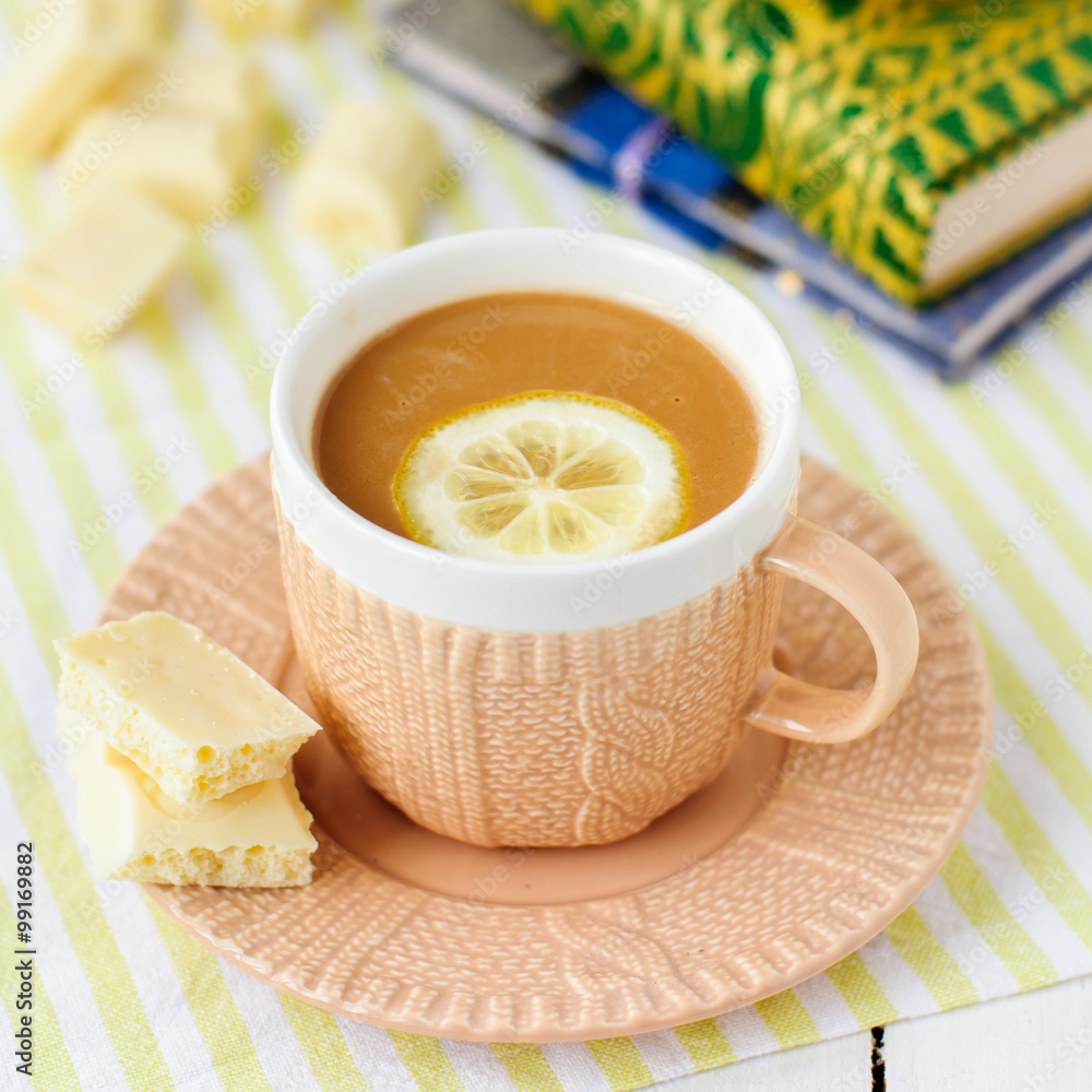 A Cup of Lemon and White Chocolate Coffee A Cup of Lemon and White Chocolate Coffee