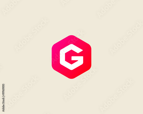 Abstract letter G logo design template. Colorful creative hexagon sign. Universal vector icon.