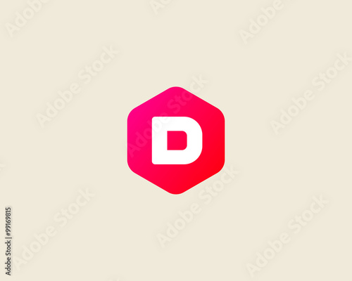 Abstract letter D logo design template. Colorful creative hexagon sign. Universal vector icon.