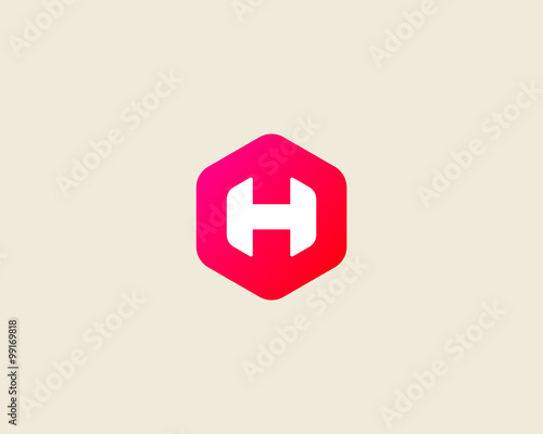 Abstract letter H logo design template. Colorful creative hexagon sign. Universal vector icon.