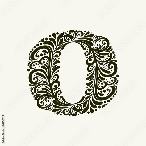 Elegant capital letter O in the style of the Baroque. To use monograms, logos, emblems and initials.